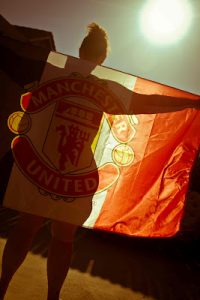 Naked woman with Manchester United Flag