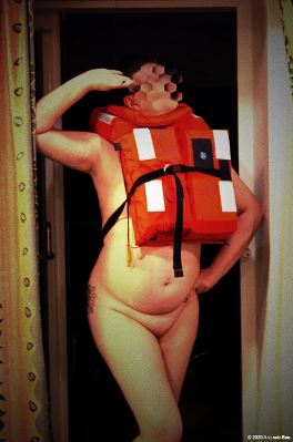 naked woman in life vest