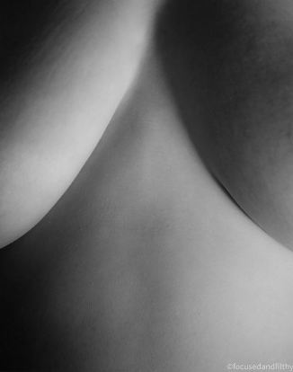 close up black white between breasts