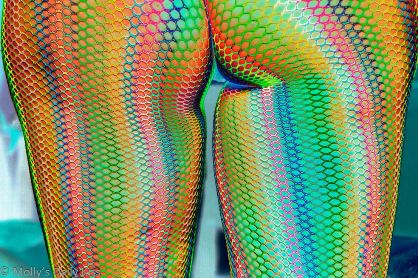 Mollys butt wearing pride fishnet tights