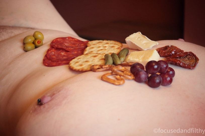 Missy with food laid out on her naked body header image for round-up 566