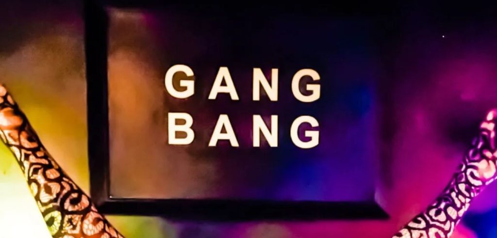 Sign on wall that says Gang Bang for weekly round-up 676